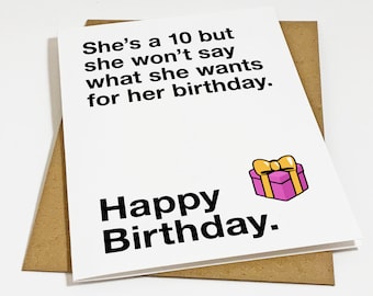 She's A 10 Meme Birthday Card For Girlfriend, Funny Meme Birthday Gift For Her, Hilarious Birthday Present For Wife