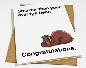 Funny Bear Graduation Card For Him - Graduation Card For Brother, Congratulations Card For Son, Funny Grad Card For Cousin
