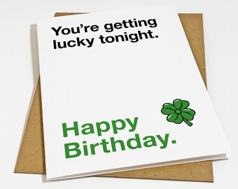 Naughty Birthday Card For Husband - You're Getting Lucky Tonight - March Birthday Card For Wife, Husband or Significant Other