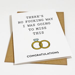Carte de félicitations drôle pour couple nouvellement fiancé, carte de félicitations pour elle, réponse à une invitation de mariage, carte de fiançailles pour ami, soeur