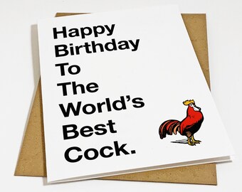 World's Best Cock Funny Birthday Card For Boyfriend - Witty Birthday Card For Him - Husband Birthday Card