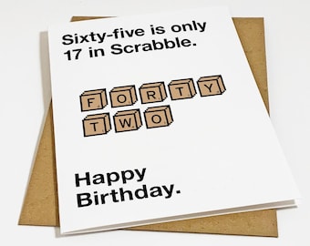 Funny Forty Second Birthday Card For Parents, Over The Hill Birthday Card, Snarky Older Sister Birthday Card - Forty Two Is Only 17