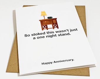 Funny Anniversary Card For Girlfriend, Not A One Night Stand Anniversary Greeting Card, Adult Humor Anniversary Greeting For Wife or Husband