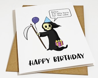 Funny Grim Reaper Birthday Card, Hilarious Birthday Greeting For Grandfather - Witty Senior Birthday Card - 70th Birthday Greeting