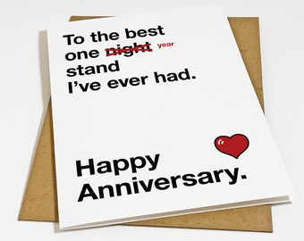 Best One Night Stand Anniversary Card - Funny Anniversary Card For Boyfriend - Snarky Anniversary Girlfriend