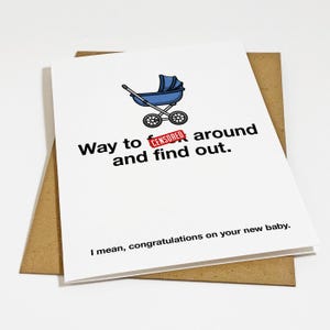 F Around And Find Out - Carte de félicitations pour le nouveau bébé - Carte de félicitations amusante pour les nouveaux parents - Carte de voeux pour nouvelle maman