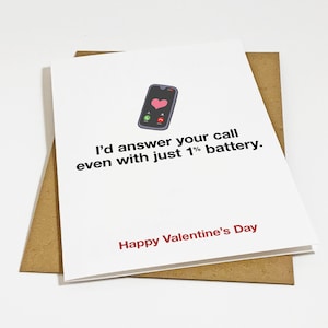 Jolie carte de Saint-Valentin - Téléphone à batterie faible, voeux de Saint-Valentin pour lui - Carte de Saint-Valentin amusante pour petit ami