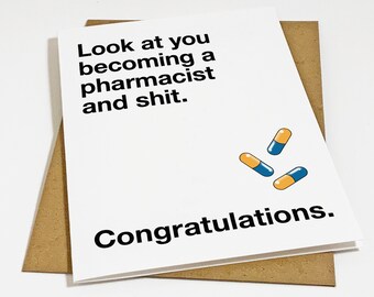New Pharmacist Congratulations Card, Graduation Greeting Card For Pharmaceutical Sciences, Look At You Becoming A Pharmacist, Card For Son