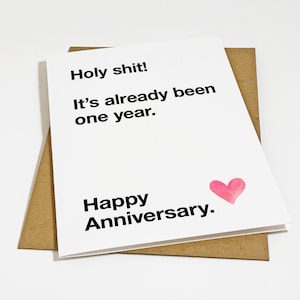 Carte d'anniversaire de première année expletive - personnalisable - Putain de merde, ça fait déjà un an - carte d'anniversaire mignonne et drôle
