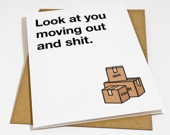 First Apartment Greeting Card - Witty Congratulations Card Son Or Daughter Moving Out The House - Matte White A2 Greeting Card