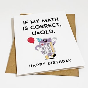 Carte de voeux d'anniversaire mathématique drôle pour mari - carte d'anniversaire drôle pour papa - carte de voeux A2 blanc mat