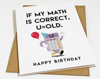Funny Mathematics Birthday Greeting Card For Husband  - Funny Birthday Card For Dad - Matte White A2 Greeting Card