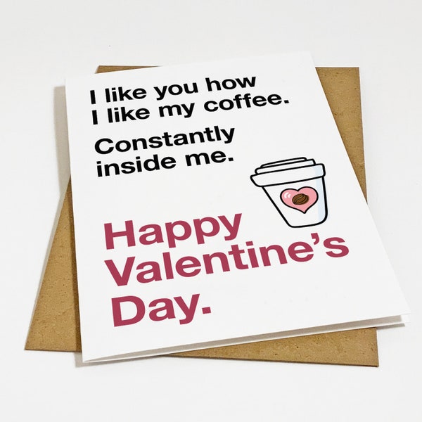 Carte de Saint-Valentin café coquine - Carte de Saint-Valentin hilarante pour petit ami, cadeau de Saint-Valentin pour mari