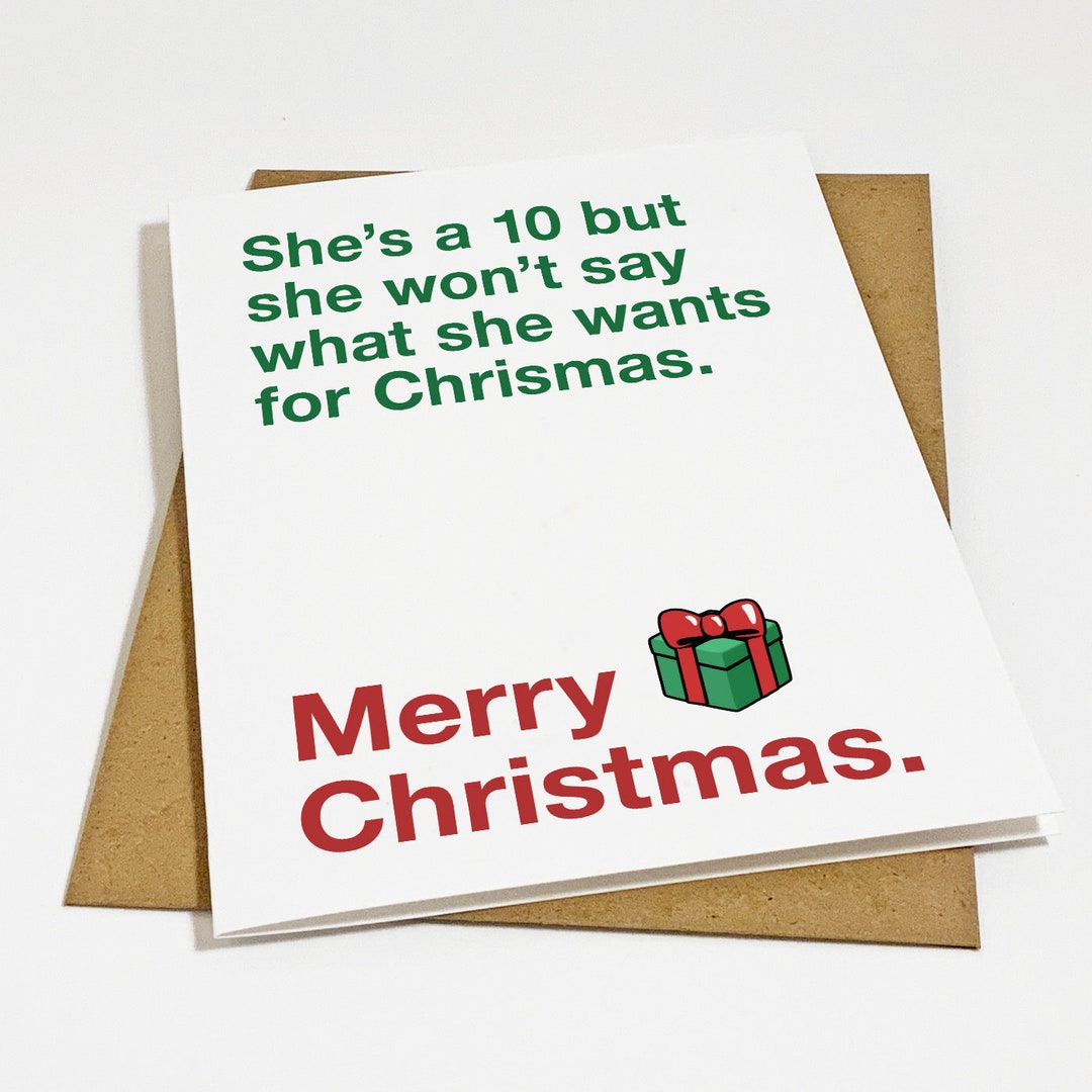 She's A 10 Meme Christmas Card for Girlfriend, Funny Meme Holiday Gift