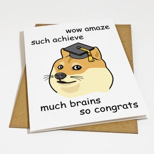 Carte de remise des diplômes Doge drôle pour fils - Carte de félicitations Doge Meme - Carte de remise des diplômes drôle de chien