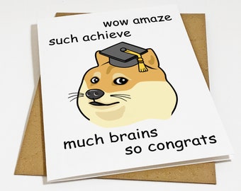 Funny Doge Graduation Card For Son - Doge Meme Congratulations Card - Funny Dog Graduation Card