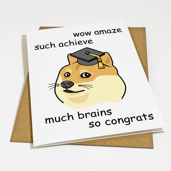 Funny Doge Graduation Card For Son - Doge Meme Congratulations Card - Funny Dog Graduation Card