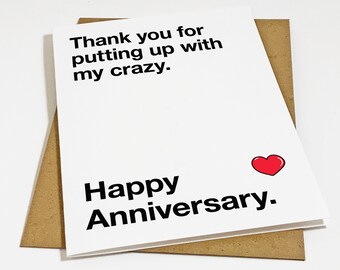 Crazy Anniversary Card - Cute Anniversary Card For New Couple - Grazy Girlfriend Anniversary Card