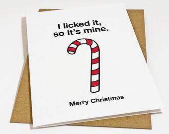 Naughty Candy Cane Christmas Card For Him, I Like It So It's Mine, Holiday Card For Boyfriend, Funny X-Mas Card For Husband