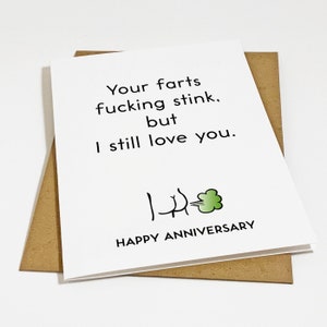 Carte d'anniversaire drôle pour lui, carte d'anniversaire humour petit pot pour petit ami, carte amour pet drôle pour mari, anniversaire moyen pour elle