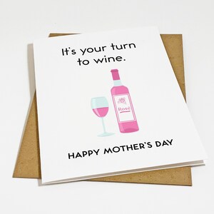 Carte vin fête des mères - carte drôle de fête des mères, carte-cadeau vin pour maman, carte rose pour maman