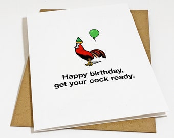 Naughty Birthday Card For Husband - Get Your Rooster Ready Greeting Card - Funny Boyfriend Birthday Card - Crude Birthday Card For Him