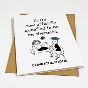 Carte de graduation majeure en psychologie, carte de remise de diplôme drôle pour soeur ou meilleur ami - carte de voeux A2 blanc mat
