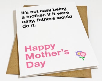 Not Easy Being A Mom, Sweet Mother's Day Card - Funny Mother's Day Card For Mom - Cute Mothers Day Card - Favorite Parent