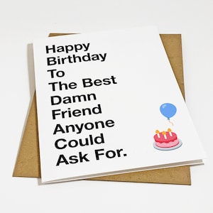Carte d'anniversaire drôle de meilleur ami - carte d'anniversaire mignonne pour BFF Best Bud - carte d'anniversaire de soeur de sororité - anniversaire de frère de fraternité