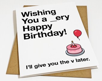 Naughty Birthday Card For Boyfriend - Card For Husband - Happy Birthday V For Later - Funny Birthday Card - Seductive Birthday Card