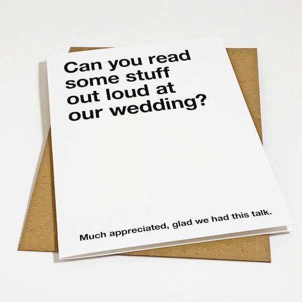 Funny Weddding Invite Card, Master of Ceremonies Card, Read Some Stuff Out Loud, MC Invitation Card
