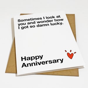Sweet Anniversary Card For Her - Adorable Anniversary Card For Girlfriend, So Lucky To Have You - Anniversart Card For Him