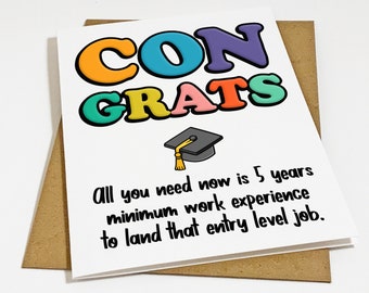 Pessimistic Graduation Card Card For Him - Funny Congrats For New College Grad - Sarcastic Graduation Card For BFF Best Friend