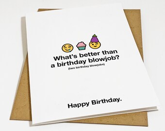 Two Heads Are Better Than One Birthday Greeting, Naughty Birthday Card For Boyfriend, Funny Joke Card For Husband, Naughty Humor Card