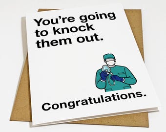 Tarjeta de graduación de anestesista: felicitaciones para estudiantes de medicina - Blanco mate, tamaño A2