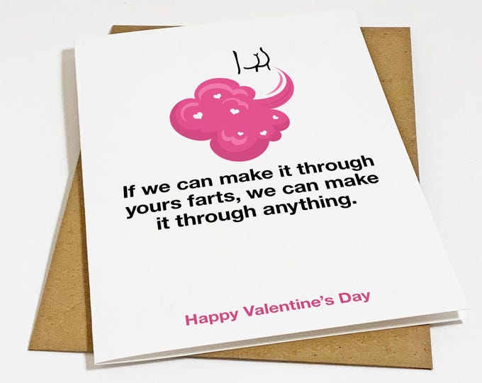 Featured listing image: Fart Joke Valentines Greeting For Boyfriend - Witty Valentine's Day Card For Husband - Funny V Day Card For Him
