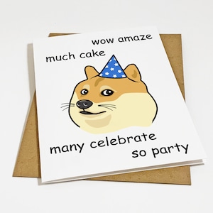 Carte d'anniversaire Doge - Funny Shiba Dog Meme - Anniversaire amusant pour les propriétaires de chiens et les fans de memes