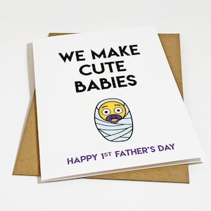 Nous fabriquons des bébés mignons, première carte de voeux drôle de fête des pères pour un mari, carte-cadeau de fête des pères pour lui