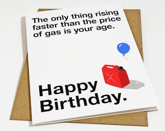 Gas Price Birthday Card, Funny Birthday Card, Witty Greeting Card For Brother, Funny Birthday Card For Husband, 2024 Birthday Card