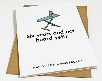 Funny 6th Wedding Anniversary Card For Married Couple, Happy Anniversary Greeting Gift Card For Sister, Brother, Friends & Family