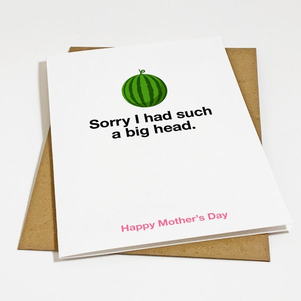 Dark Humour Big Head Mother's Day Card - Funny Greeting Card For Mom - Mean & Snarky Mothers Day Present