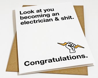 Electrician Apprenticeship Graduation Card, Graduation Card For Electrician's College, Look At You Becoming An Electrician & Shit