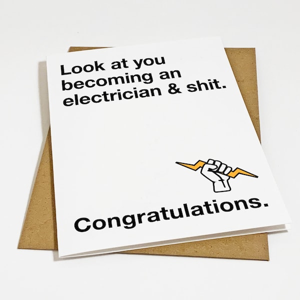 Electrician Apprenticeship Graduation Card, Graduation Card For Electrician's College, Look At You Becoming An Electrician & Shit