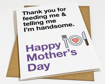Funny Mother And Son Card, Lovely & Sweet Mothers Day Card, Adorable Mother's Day Card Her, Greeting Card For Mom