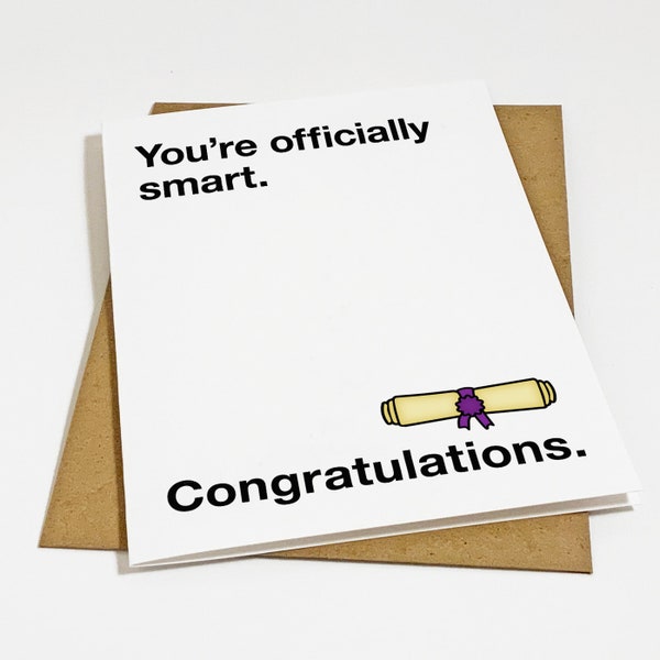 Funny University Degree Graduation Card For Daughter or Son - Physics or Mathematics Graduate - Congratulations You're Officially Smart