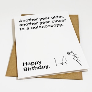Carte d'anniversaire pour coloscopie, anniversaire drôle pour lui, carte d'anniversaire hilarante pour mari, carte des 50 ans pour vieillard, carte pour papa