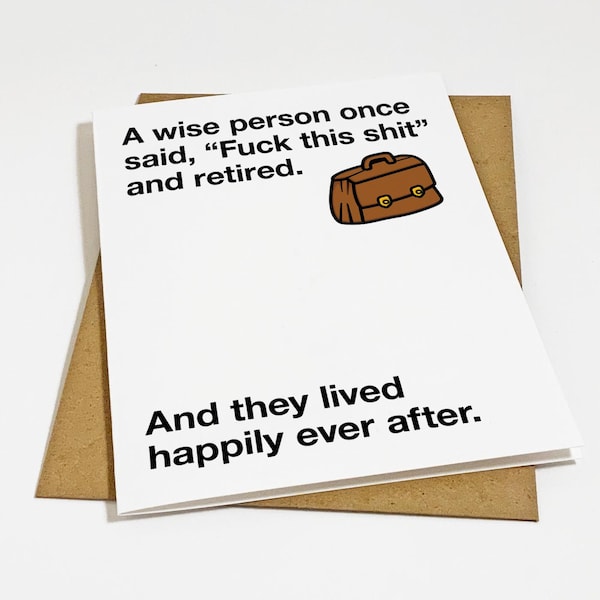 Funny Expletive Greeting Card For Retirement, Sarcastic Retirement Card For Boss or Coworker, Funny Office Retirement Greeting