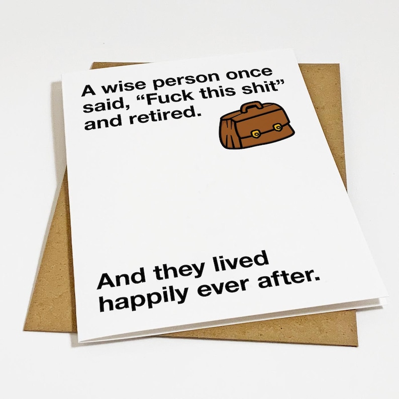 Funny Expletive Greeting Card For Retirement, Sarcastic Retirement Card For Boss or Coworker, Funny Office Retirement Greeting image 1