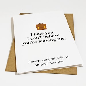 Carte drôle de nouvel emploi, carte de félicitations hilarante pour collègue, carte de voeux sarcastique et sarcastique pour collègue - meilleure amie au travail