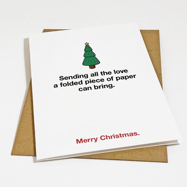 Christmas Cards Pack - Funny 'Sending Love' Christmas Card - Sarcastic Holiday Greeting For Friends And Family